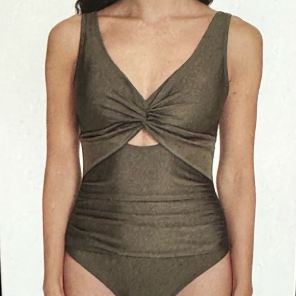 NEW DKNY Olive Green Women’s One Piece Swimsuit Size Small NWT - Picture 4 of 5